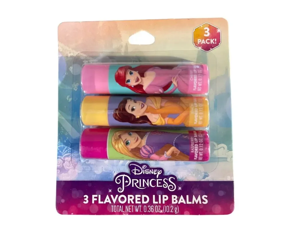 Disney Princesses 3-Pack Lip Balm Cherry, Lemonade, Raspberry Christmas Birthday